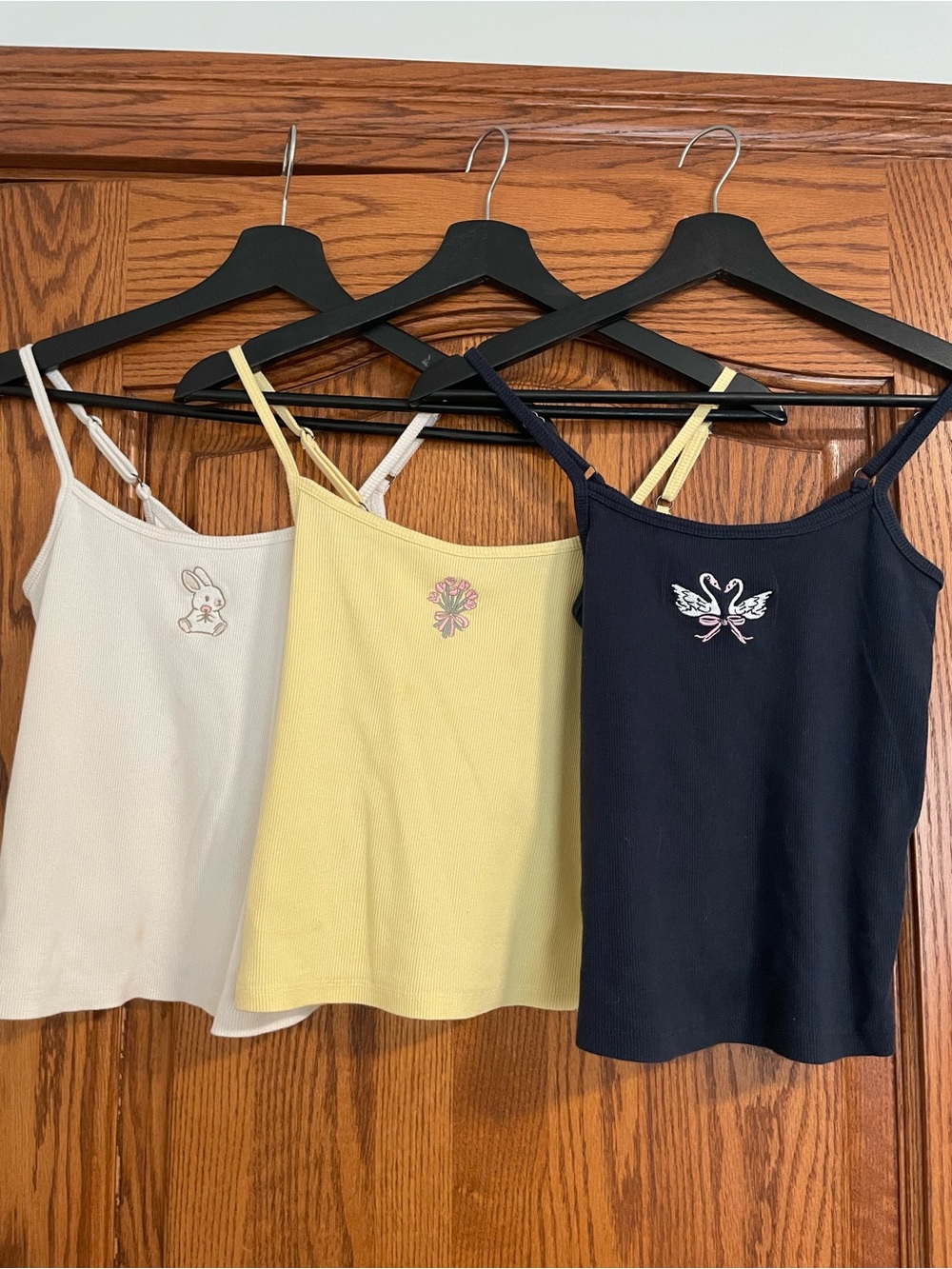Set of 3 Embroidred Hollister Cami Tops in White, Yellow, Navy - Size Small